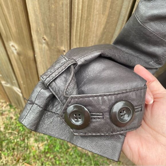 💛 Velez Leather Dark Trench Coat Columbian Designer - Picture 4 of 7